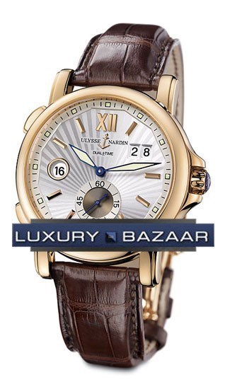 Ulysse Nardin Dual Time 42mm (RG / Silver / Leather) 246-55/31 - Click Image to Close